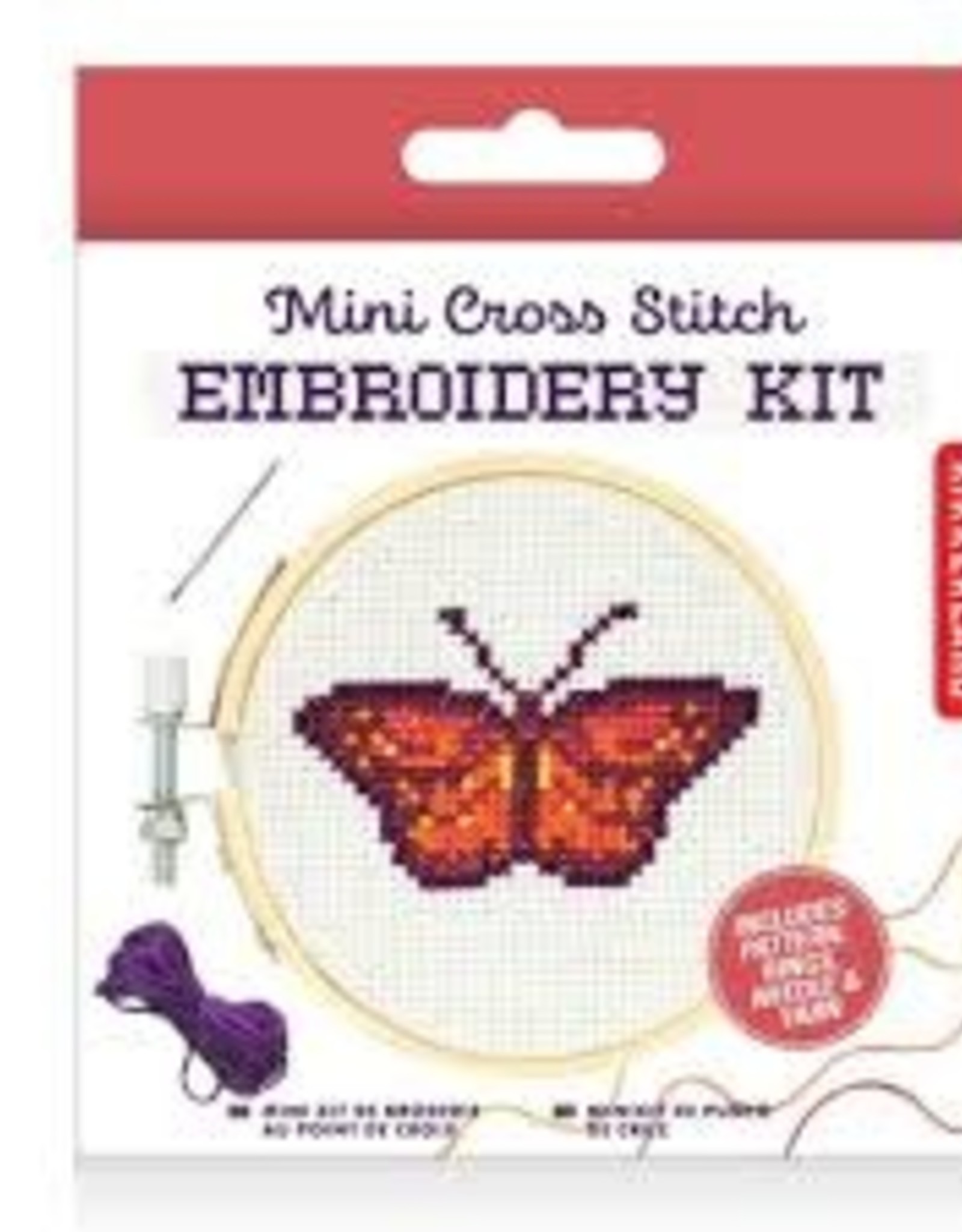 Kikkerland Mini Cross Stitch Embroidery Kit-Butterfly