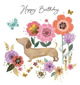 Incognito SUBLIME - HAPPY BIRTHDAY - DOG AND FLOWERS (6" x 6") MESSAGE: WISHING YOU THE HAPPIEST OF DAYS!