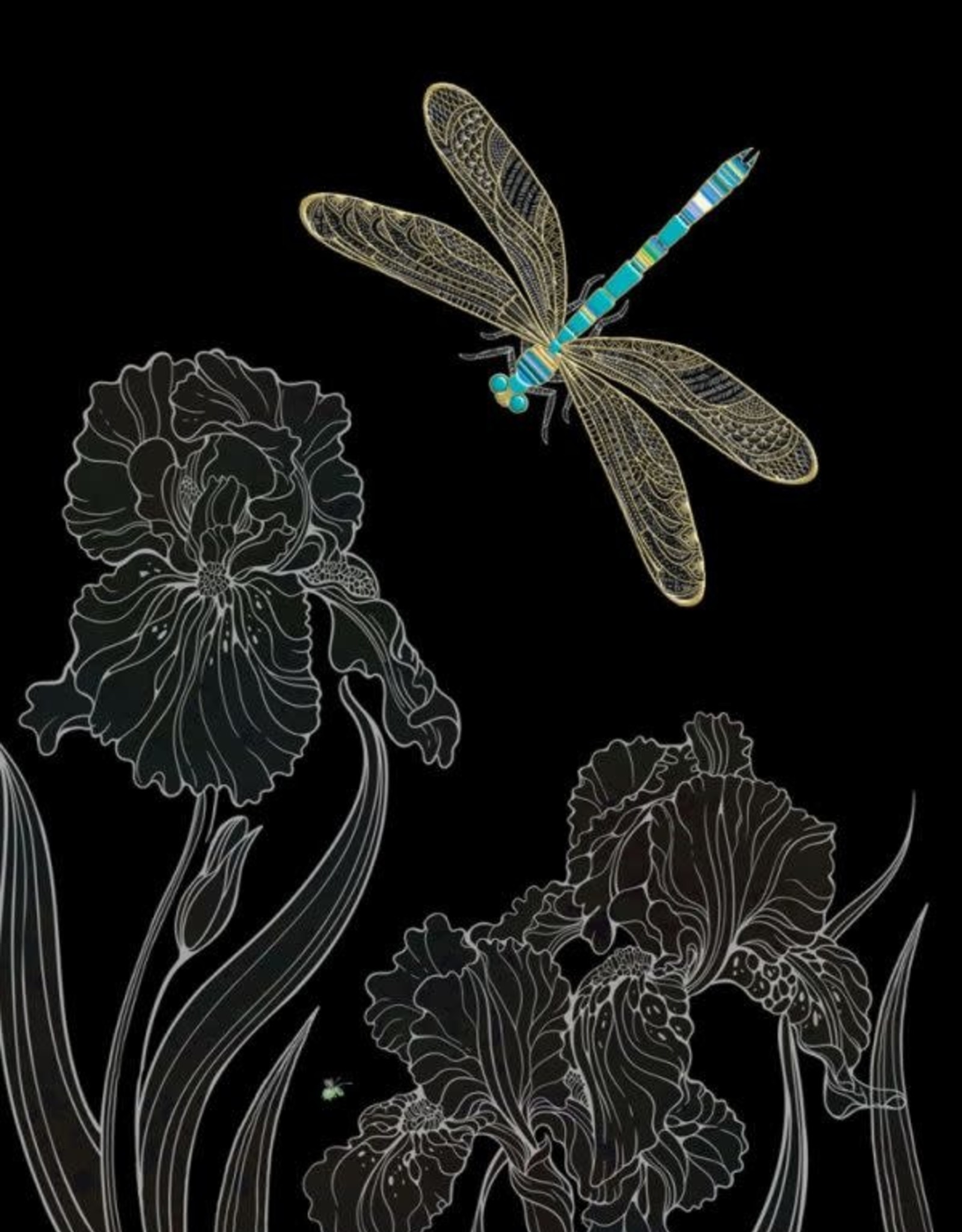 Incognito JEWELS - DRAGONFLY AND FLOWERS - BLANK (5" X 7")