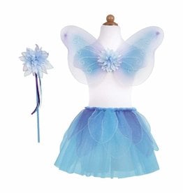 Great Pretenders Fancy Flutter Skirt, Wings & Wand, Blue, Size 4-6