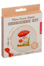 Kikkerland Mini Cross Stitch Embroidery Kit-Mushroom