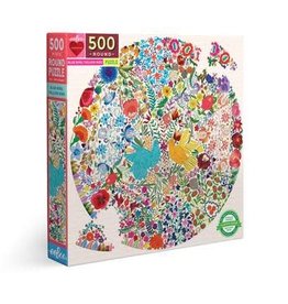 eeBoo BLUE BIRD YELLOW BIRD 500PC ROUND PUZZLE