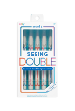 OOLY SEEING DOUBLE FINE FELT DOUBLE TIP MARKERS - SET OF 5 / 10 COLORS
