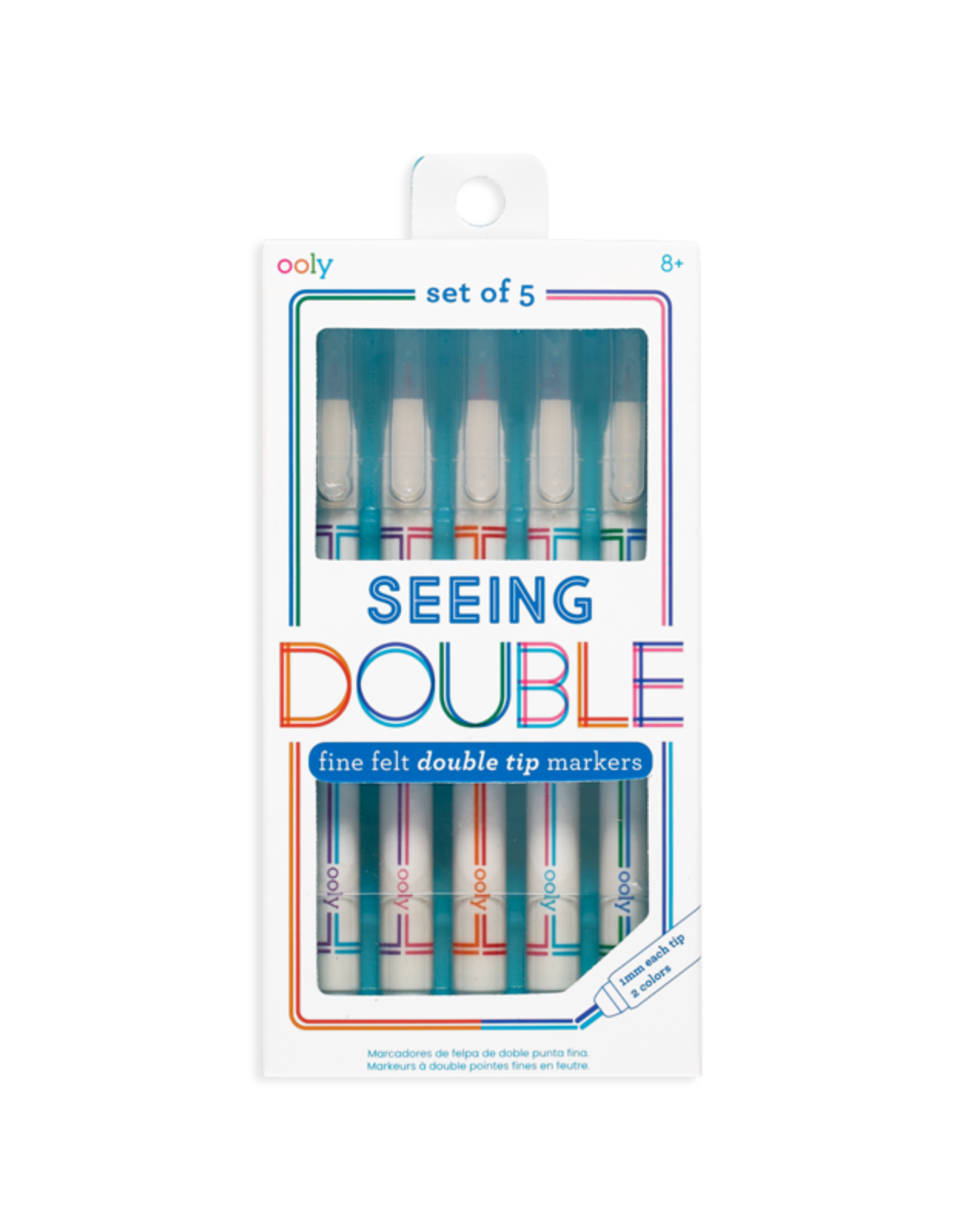 OOLY SEEING DOUBLE FINE FELT DOUBLE TIP MARKERS - SET OF 5 / 10 COLORS