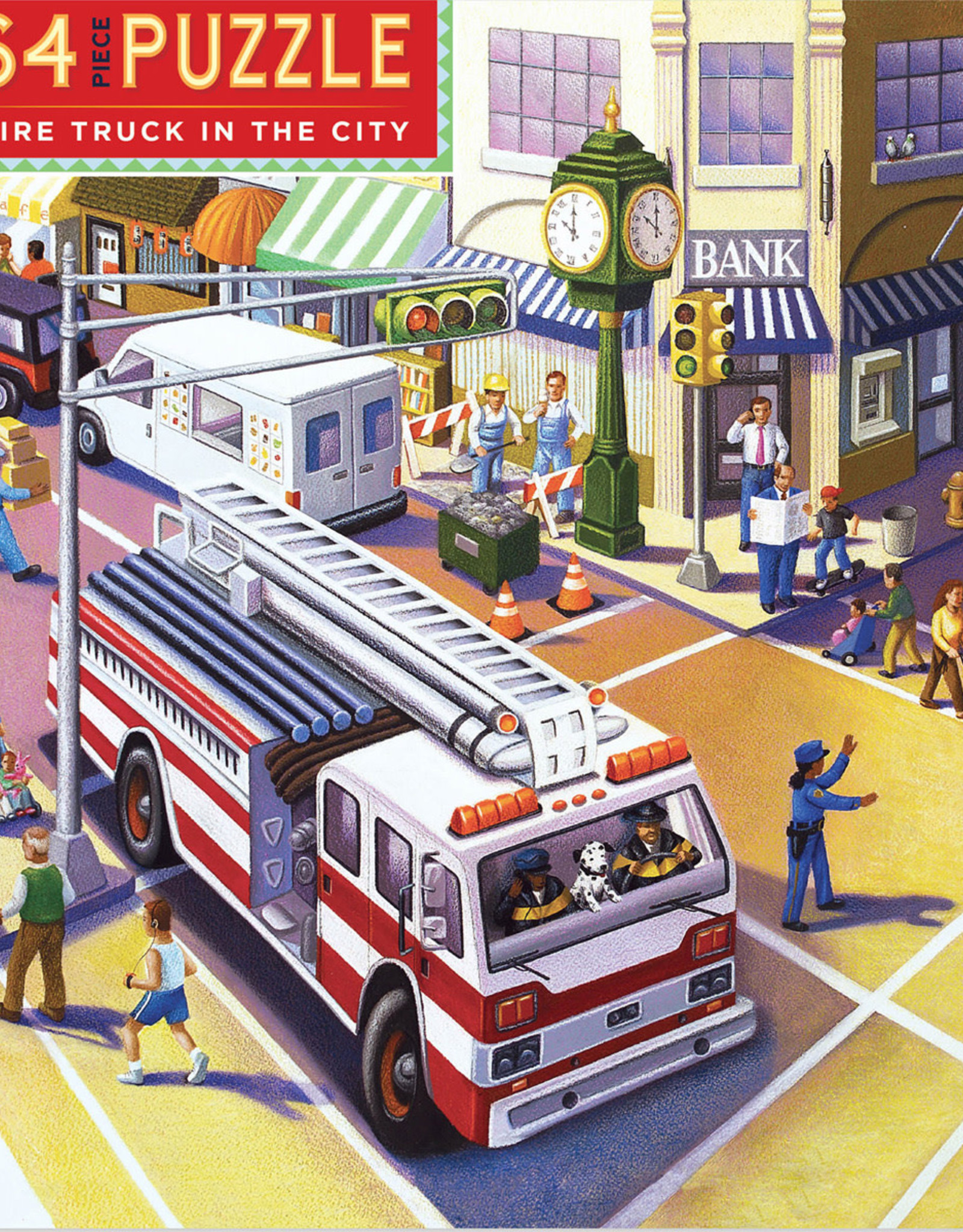 eeBoo FIRE TRUCK IN THE CITY 64 PC PUZZLE