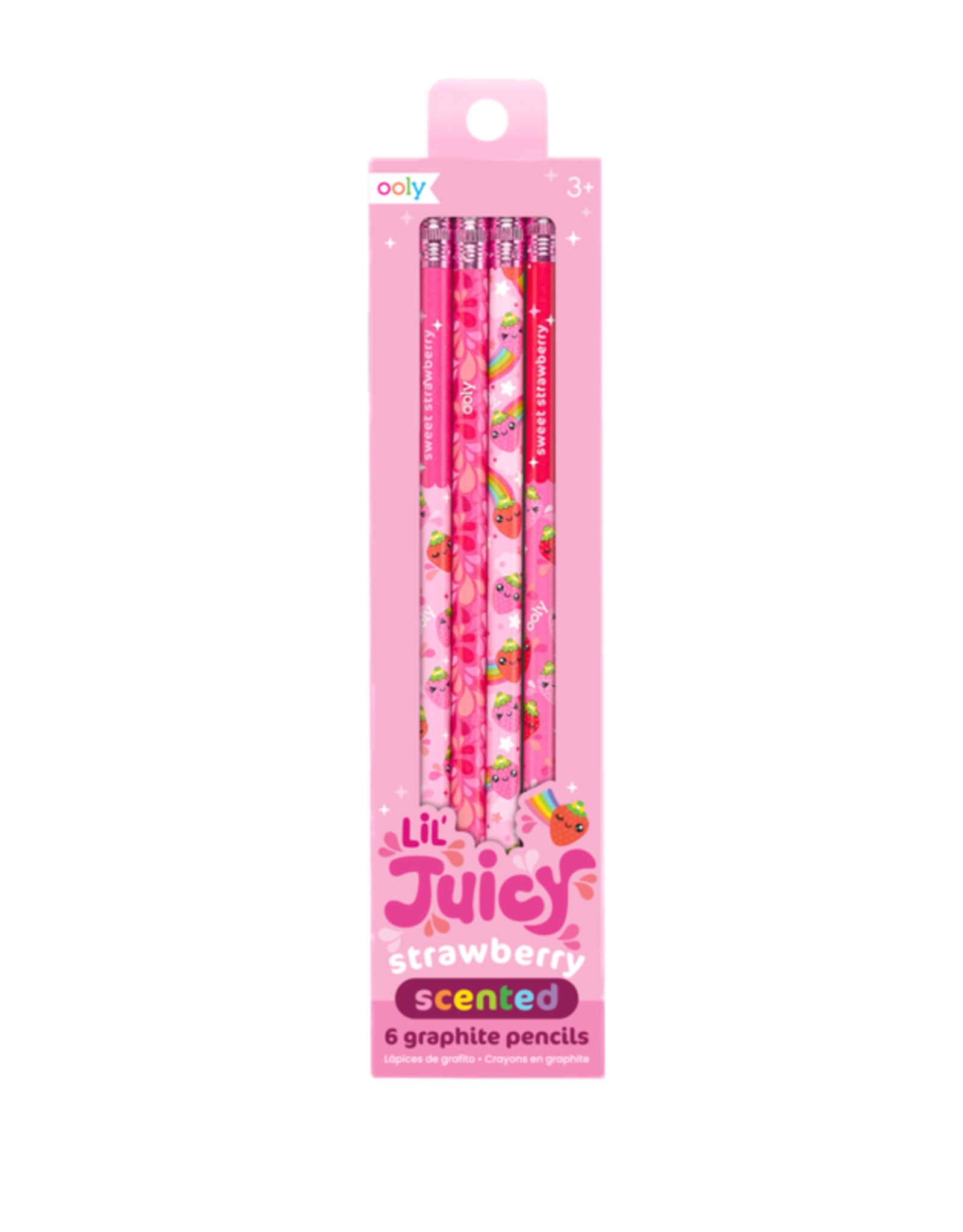 OOLY LIL JUICY SCENTED GRAPHITE PENCILS -STRAWBERRY (SET OF 6)