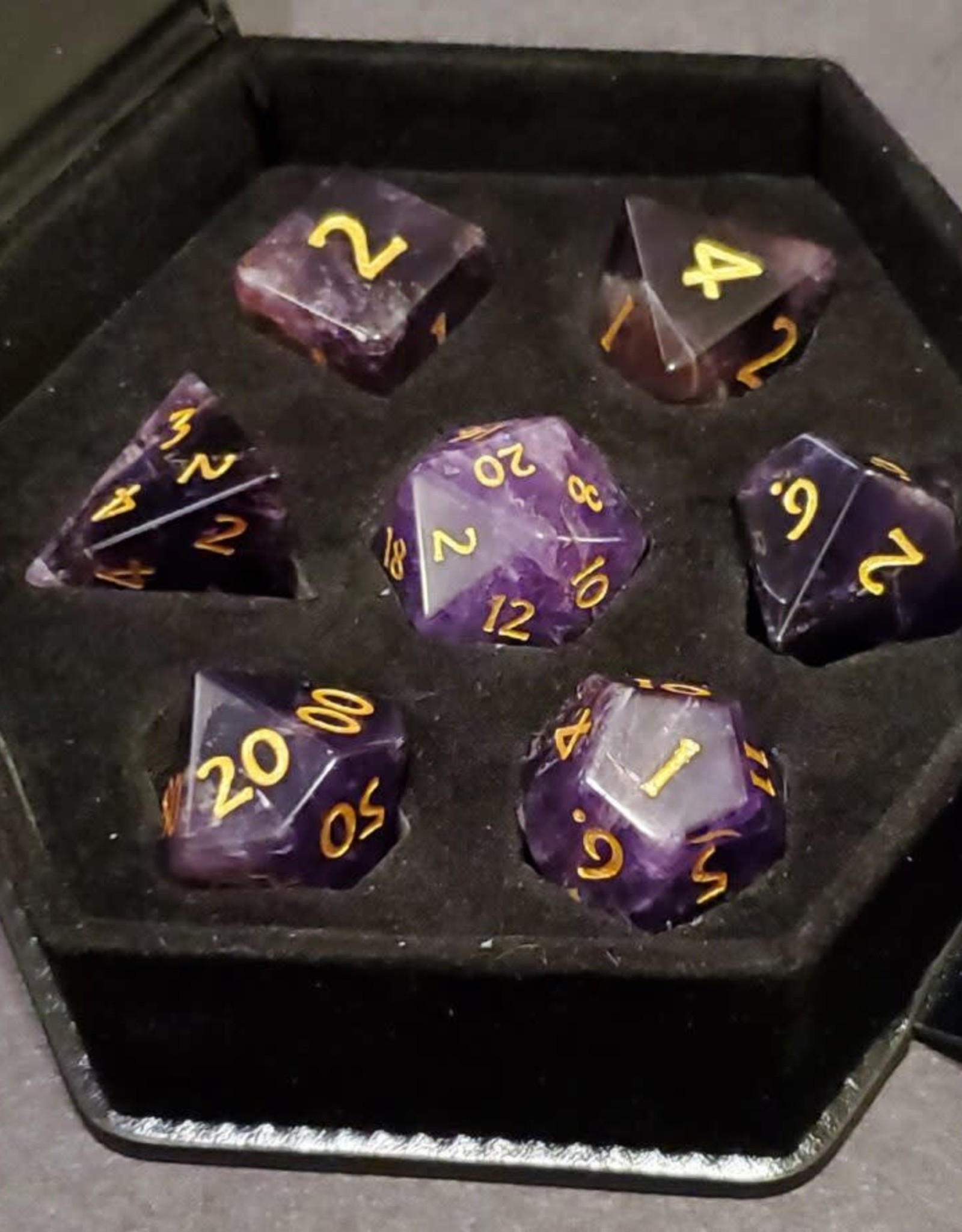 Fifteen4Two Ventures Dice - 7pc Gemstone Polyhedral - Amethyst