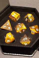 Fifteen4Two Ventures Dice - 7pc Gemstone Polyhedral - Tiger's Eye