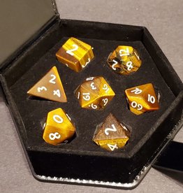 Fifteen4Two Ventures Dice - 7pc Gemstone Polyhedral - Tiger's Eye