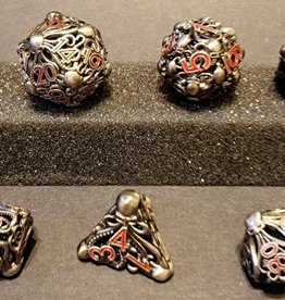 7 pcs Cthulhu's Grip Hollow Metal Polyhedral- Silver
