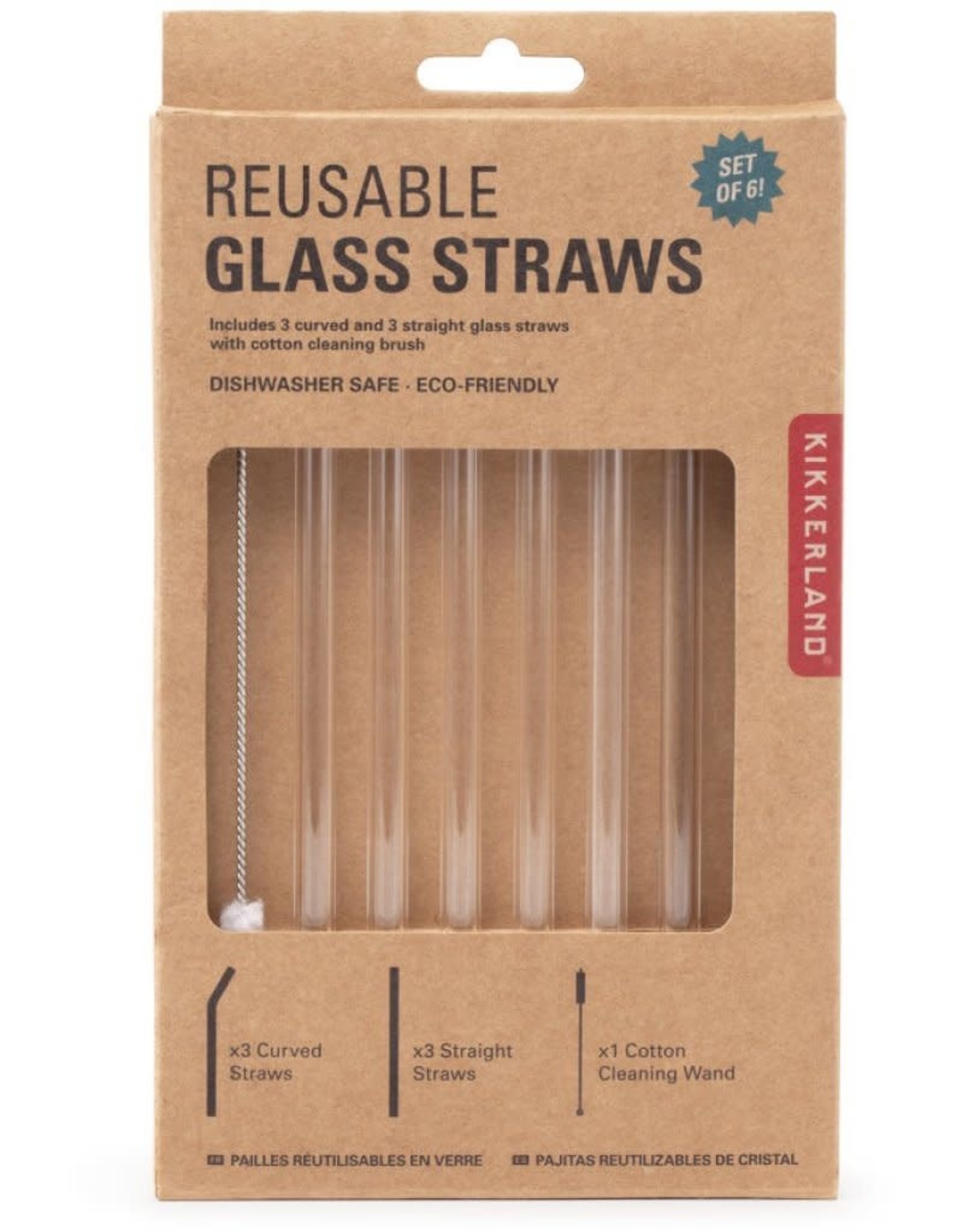 Kikkerland Clear Reusable Glass Straws