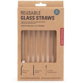 Kikkerland Clear Reusable Glass Straws