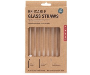 Kikkerland Clear Reusable Glass Straws