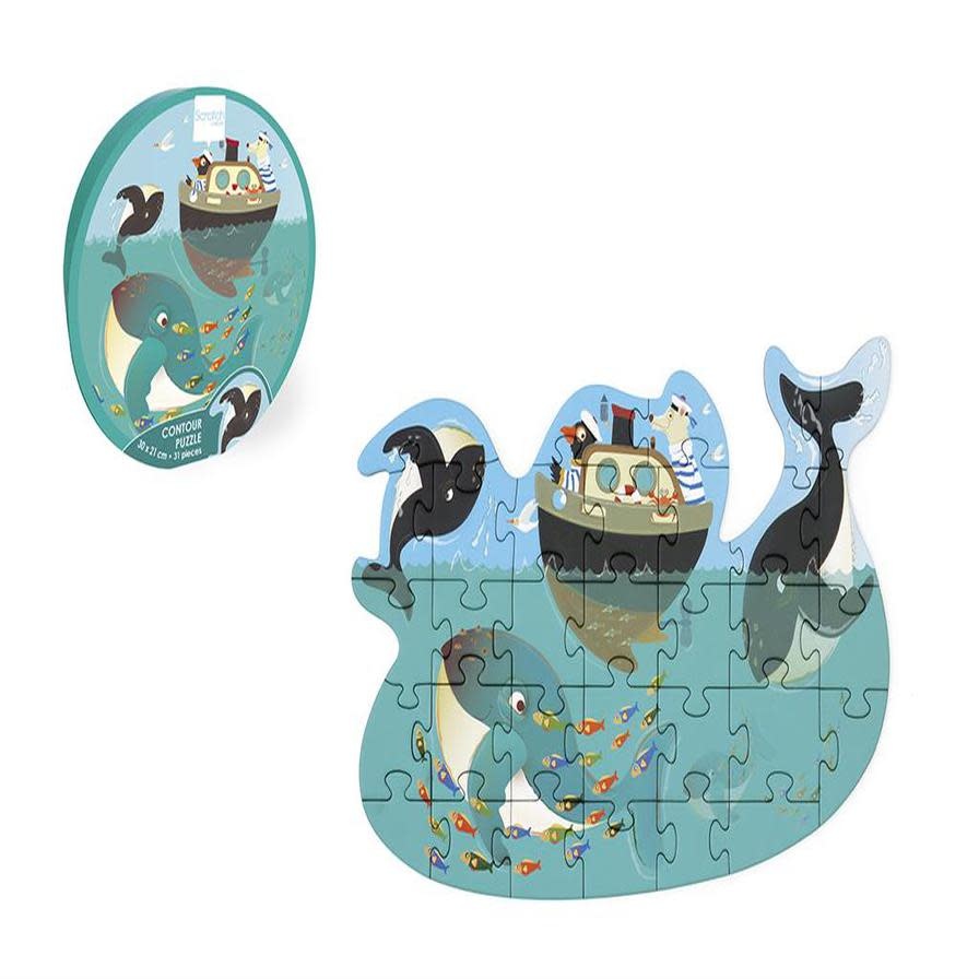 SCRATCH Europe Contour Puzzle Whales 31pc Monkey Mountain Toys & Games