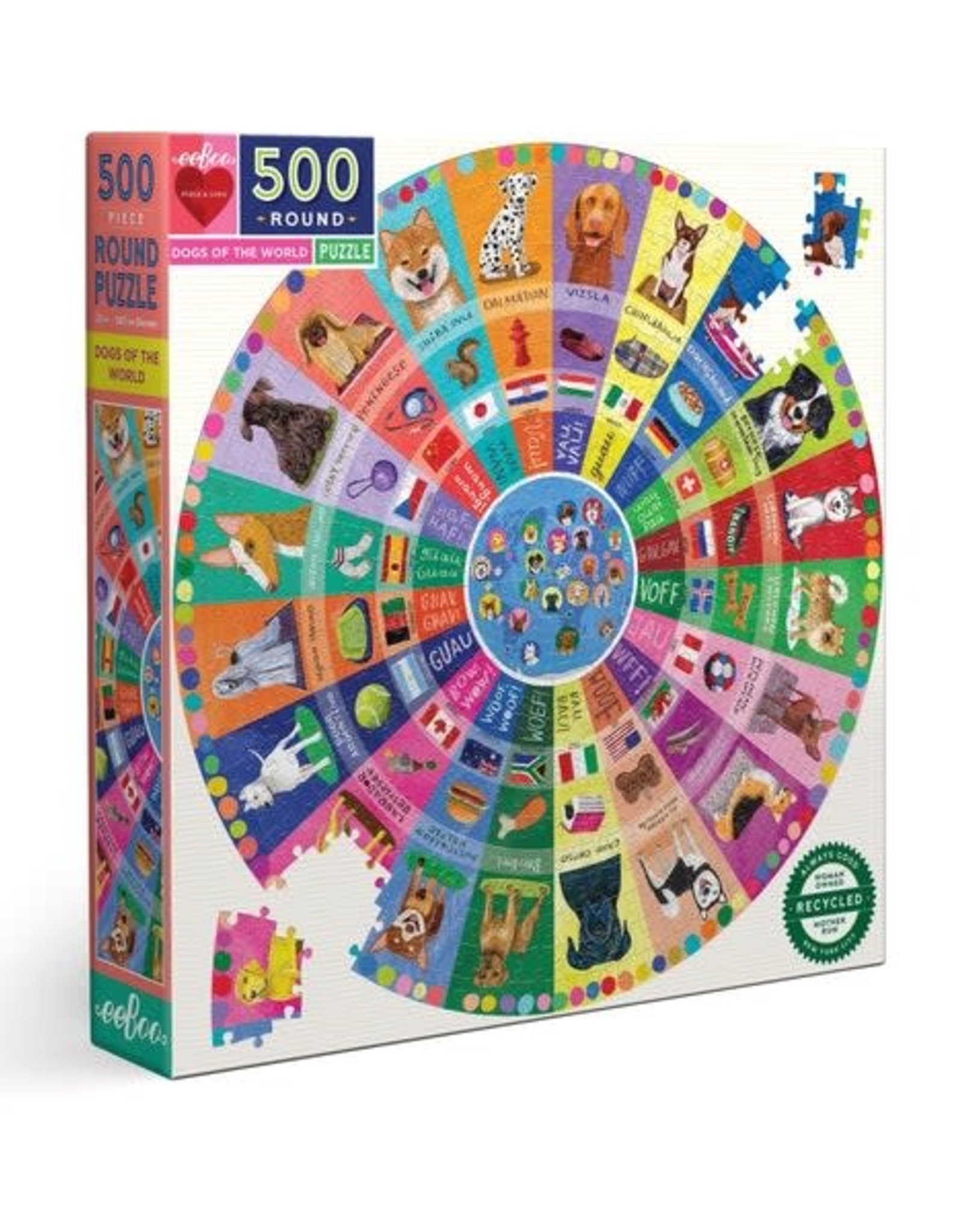 eeBoo DOGS OF THE WORLD 500 ROUND PUZZLE