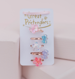 Great Pretenders Boutique Shimmer Flower Ring Set, 5pcs