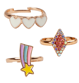Great Pretenders Boutique Heart Star Rings, 3pcs