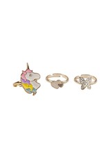 Great Pretenders Boutique Butterfly & Unicorn Ring, 3pcs