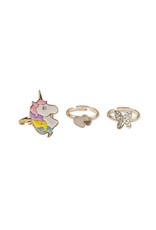 Great Pretenders Boutique Butterfly & Unicorn Ring Set, 3pcs