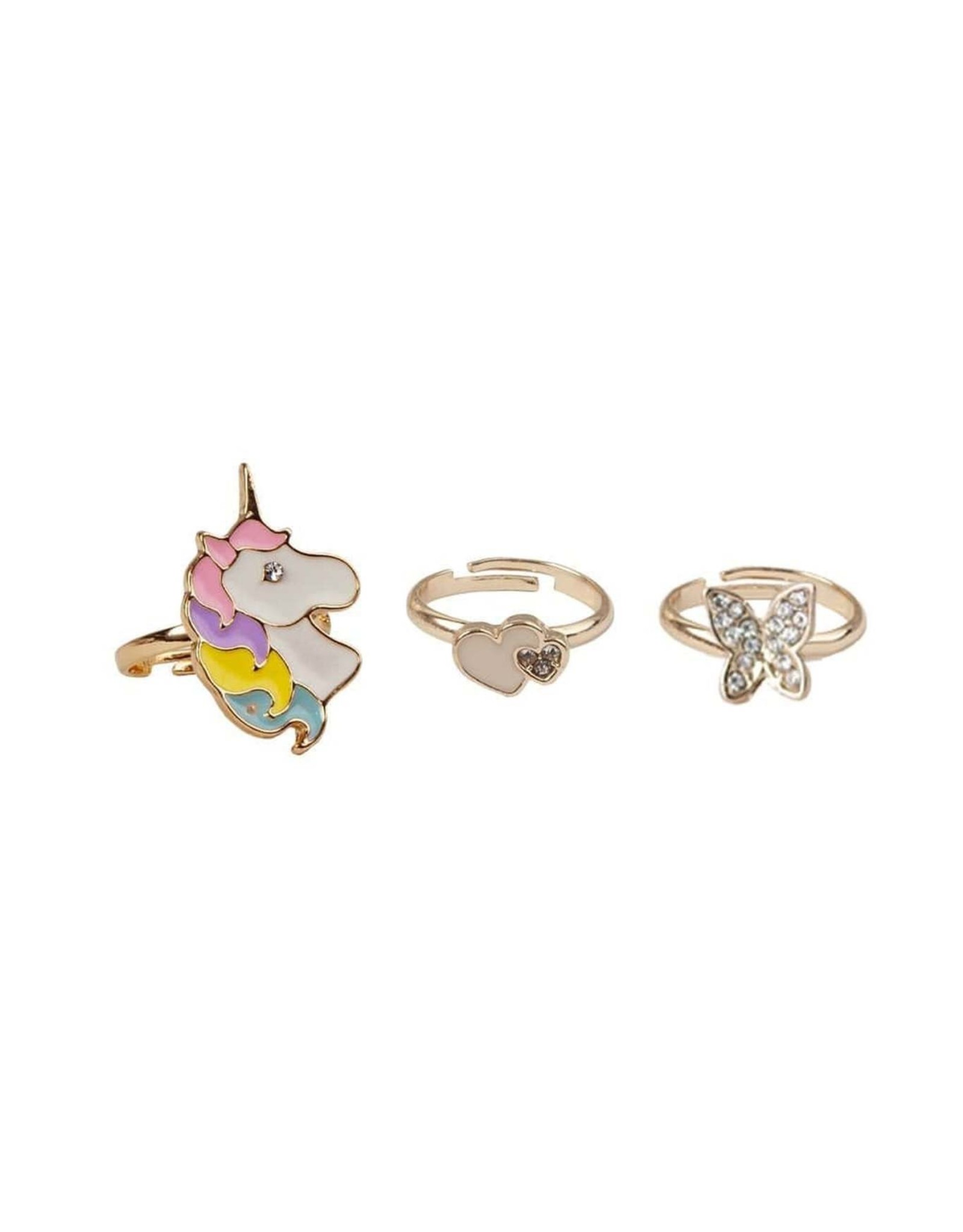 Great Pretenders Boutique Butterfly & Unicorn Ring Set, 3pcs