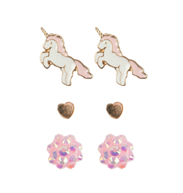 Great Pretenders Boutique Unicorn Studded Earrings, 3 Sets