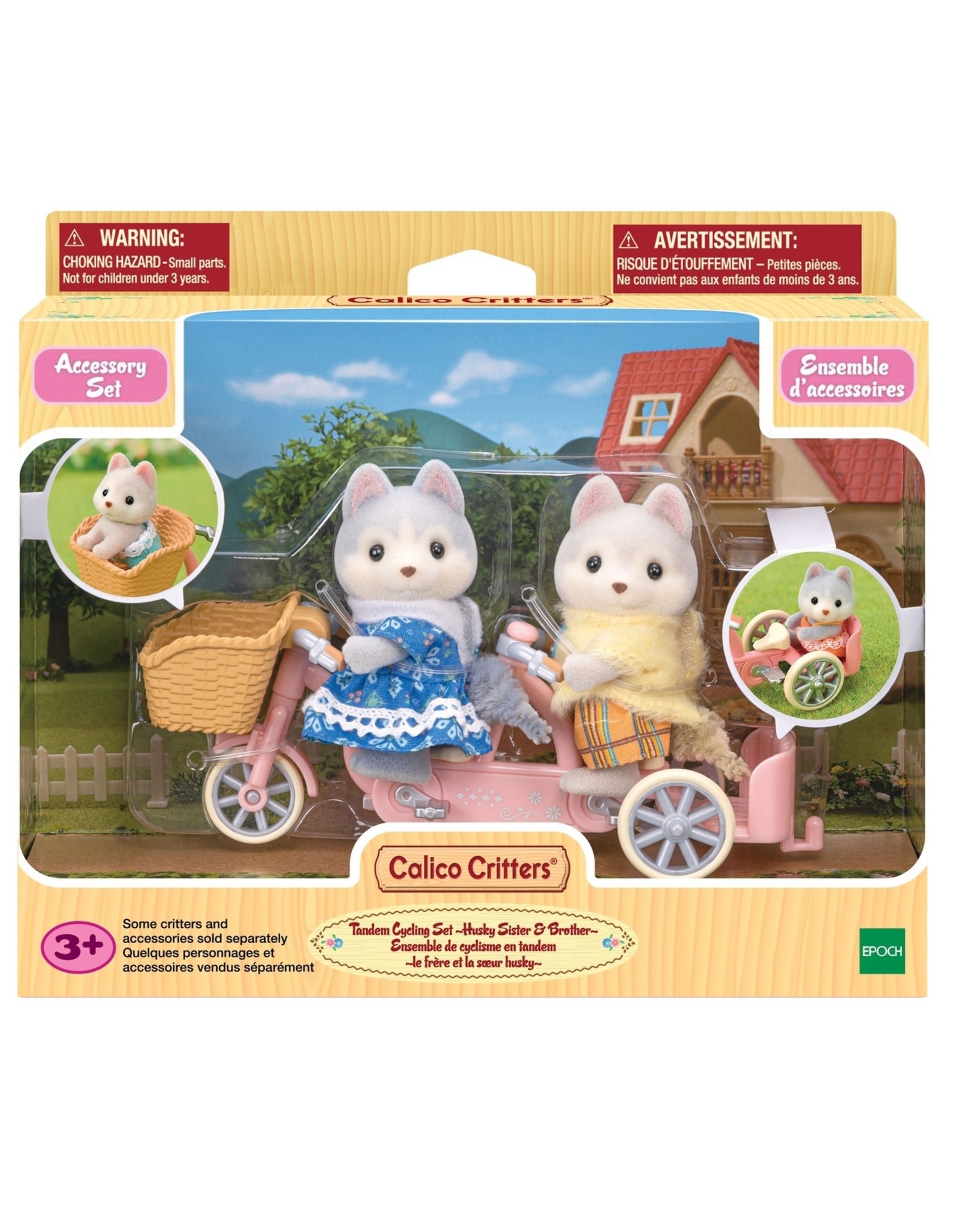 Calico Critters Tandem Cycling Set - Husky Sister & Brother