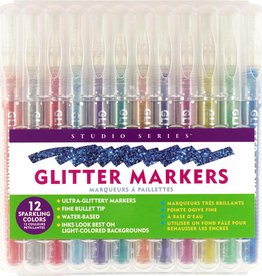 Peter Pauper Press STUDIO SERIES GLITTER MARKERS (SET OF 12)