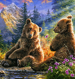 Sequin Art Paint by Numbers Advanced- Sitting Bears (Frame)