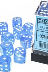 Chessex Borealis Dice 12D6 Sky Blue/White Luminary (Glow)