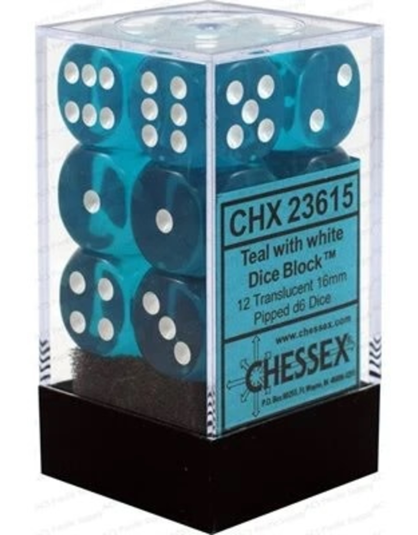 Chessex Dice - 12D6 Teal & White
