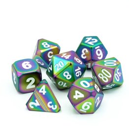 Die Hard Forge Scorched Rainbow Satin with White (7pc Dice Set)