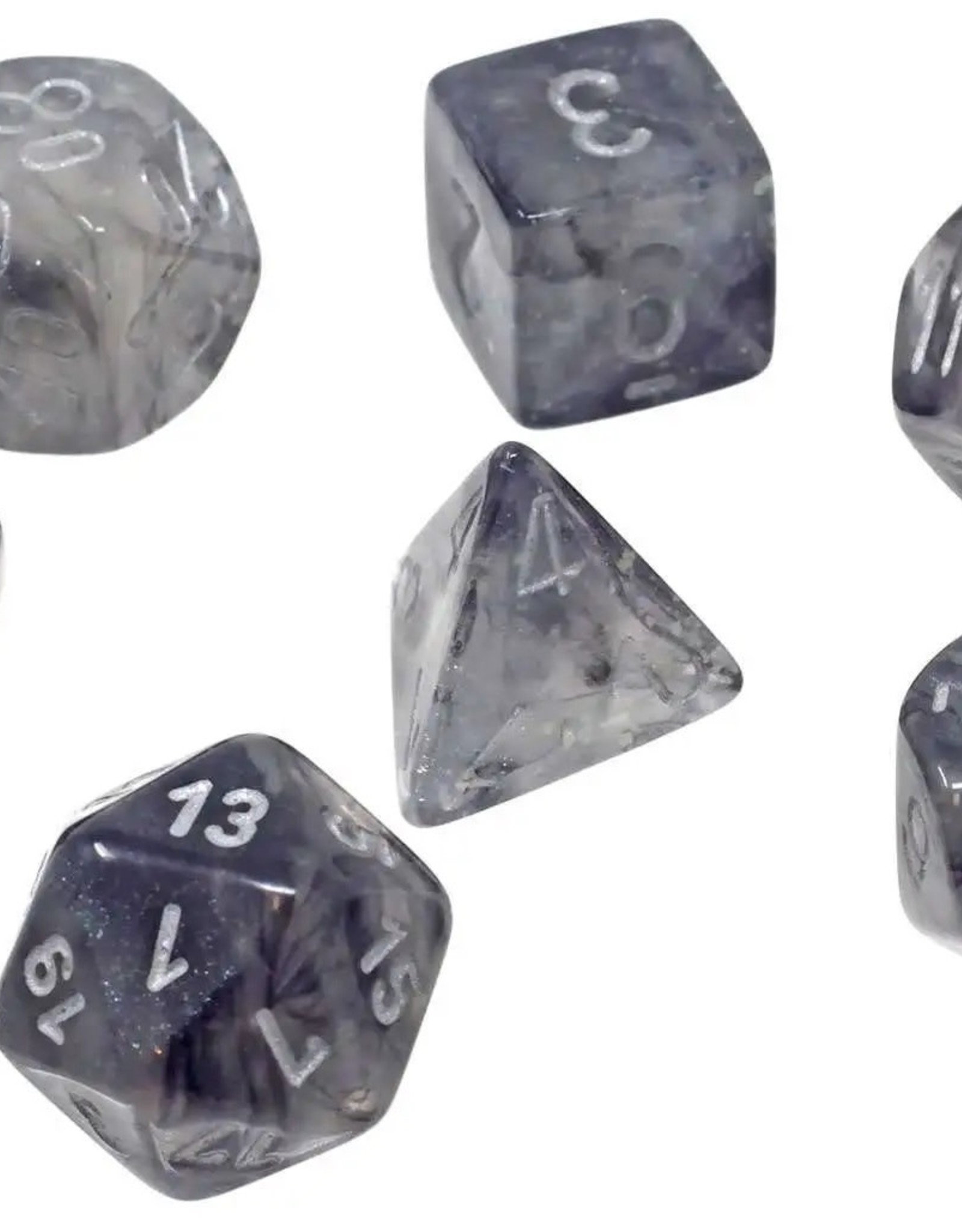 Chessex Dice -  7pc Borealis Light Smoke/Silver Luminary Polyhedral