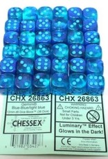 Chessex Dice - 36D6 Gemini  Blue/Light Blue Luminary Dice Block