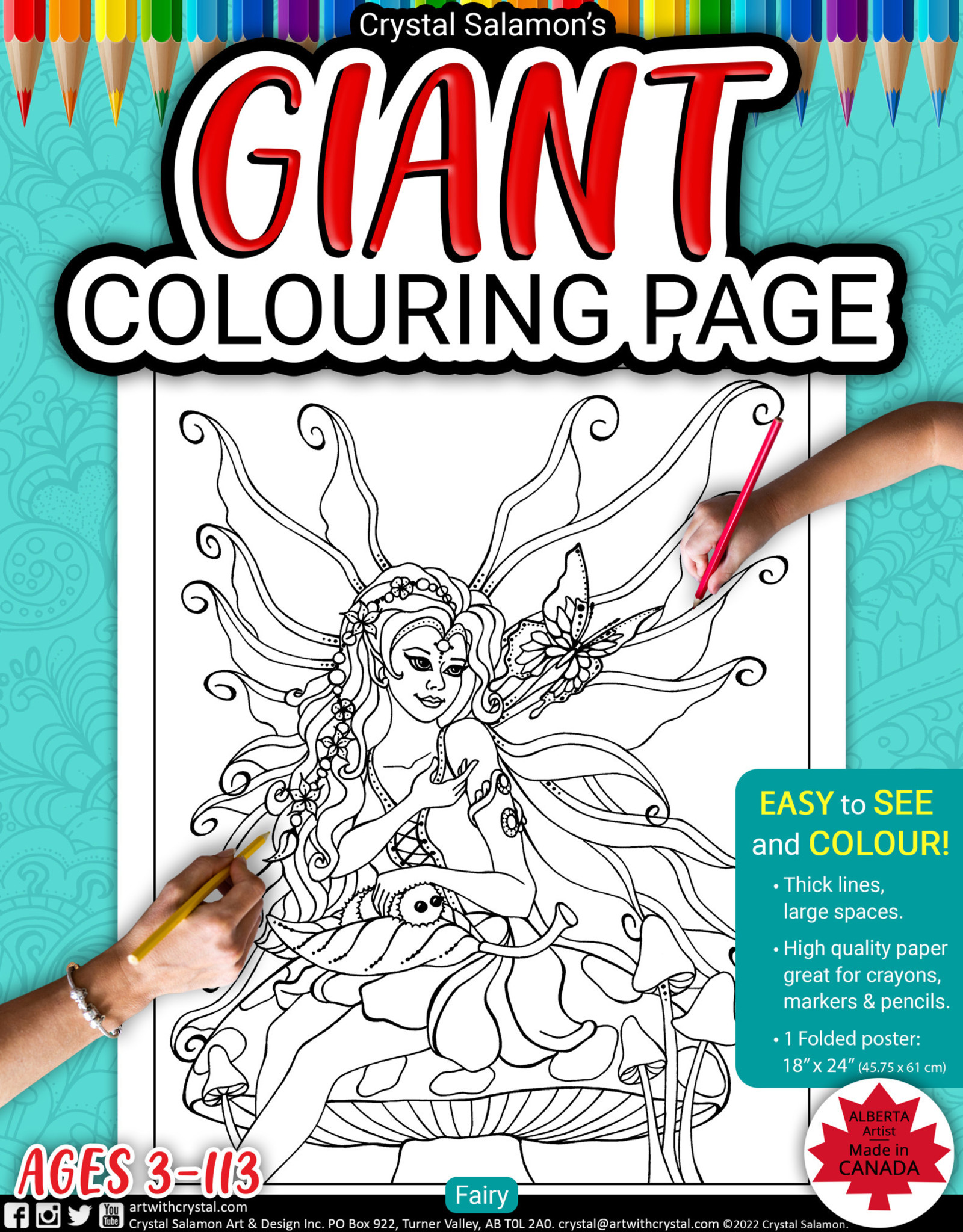 Crystal Salamon Giant Colouring Page - Fairy 24" x 18"