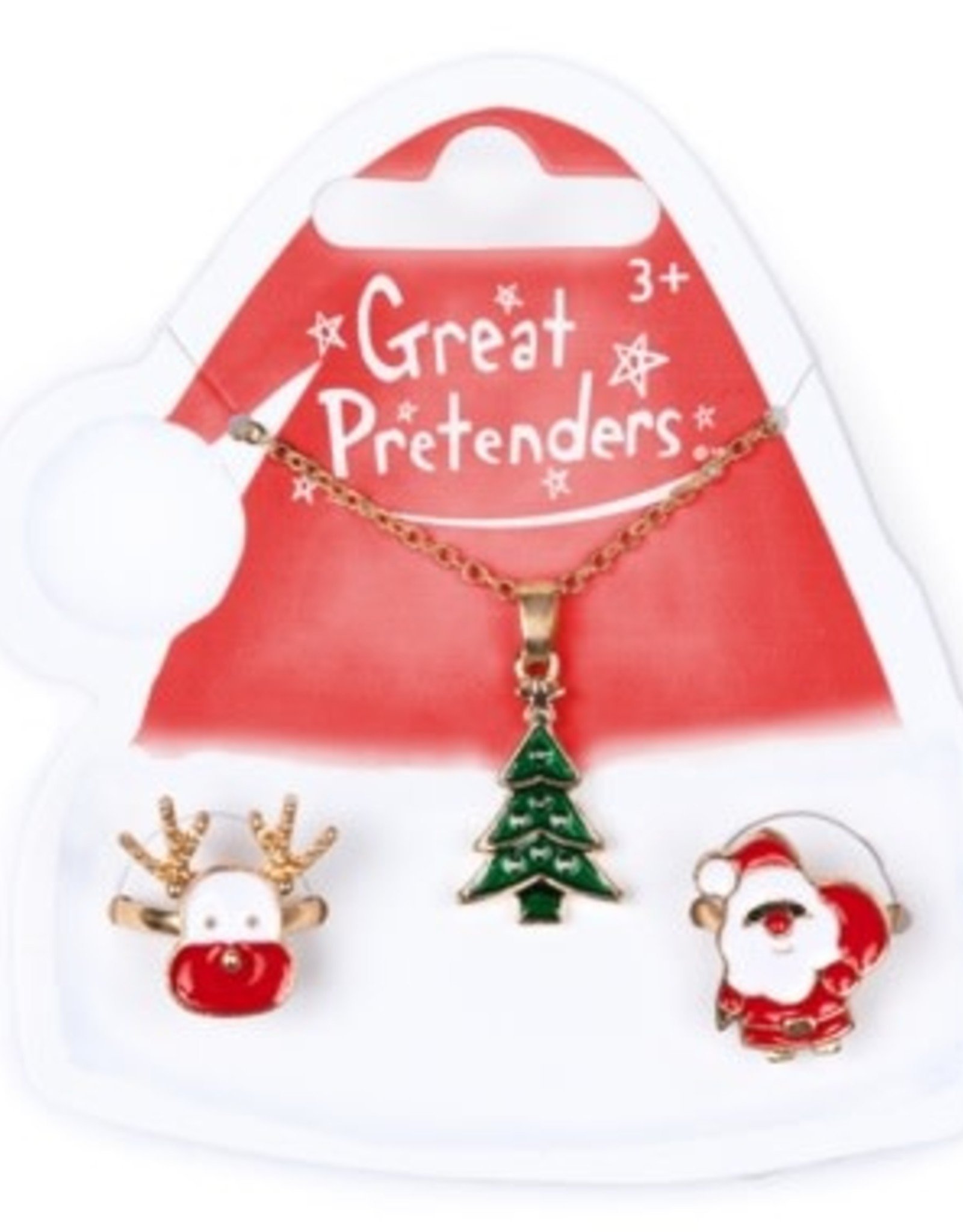 Great Pretenders Christmas Tree Necklace with 2 Rings, 3pcs