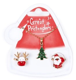 Great Pretenders Christmas Tree Necklace with 2 Rings, 3pcs