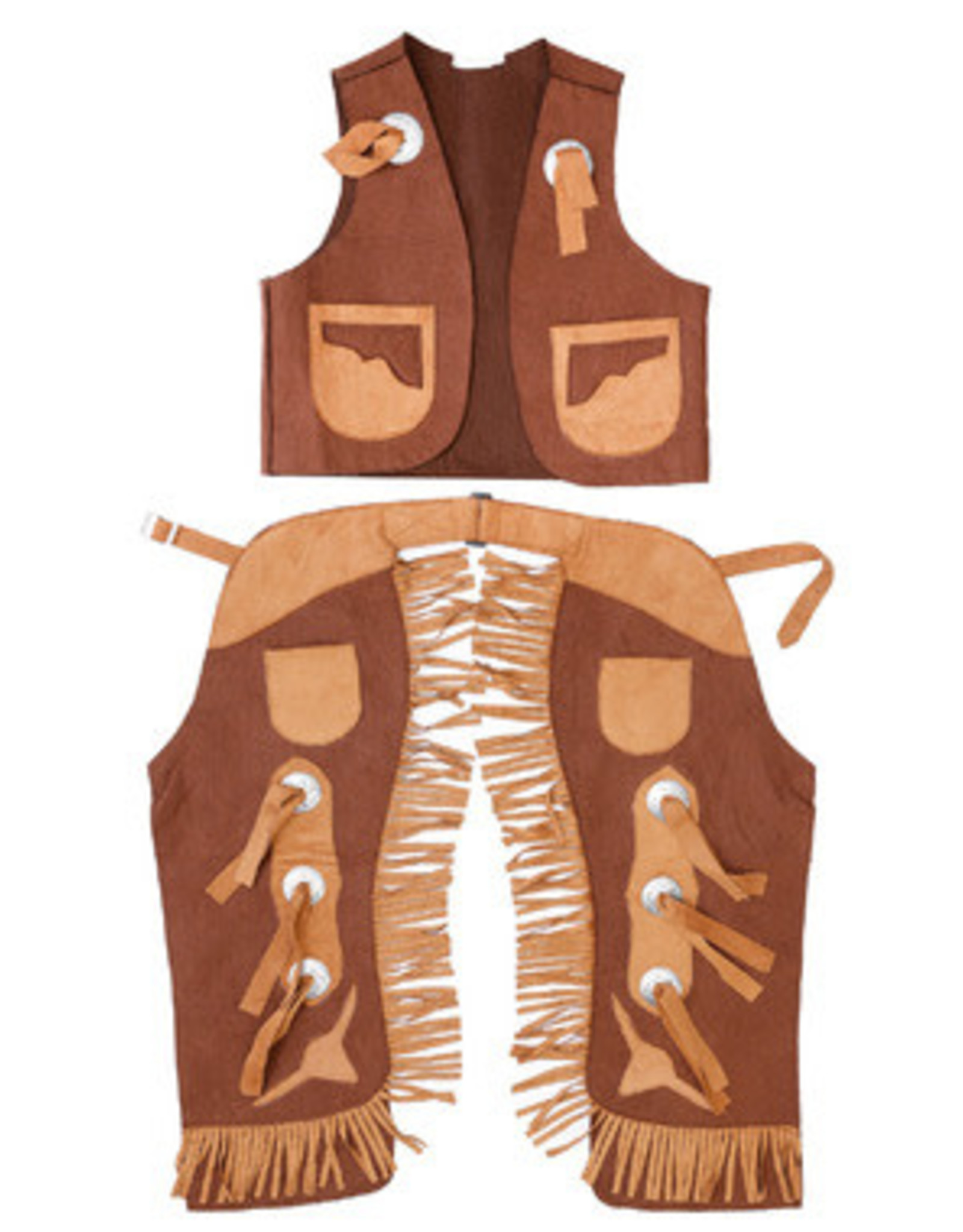 Great Pretenders Cowboy Vest and Chaps, Brown, Size 5-6