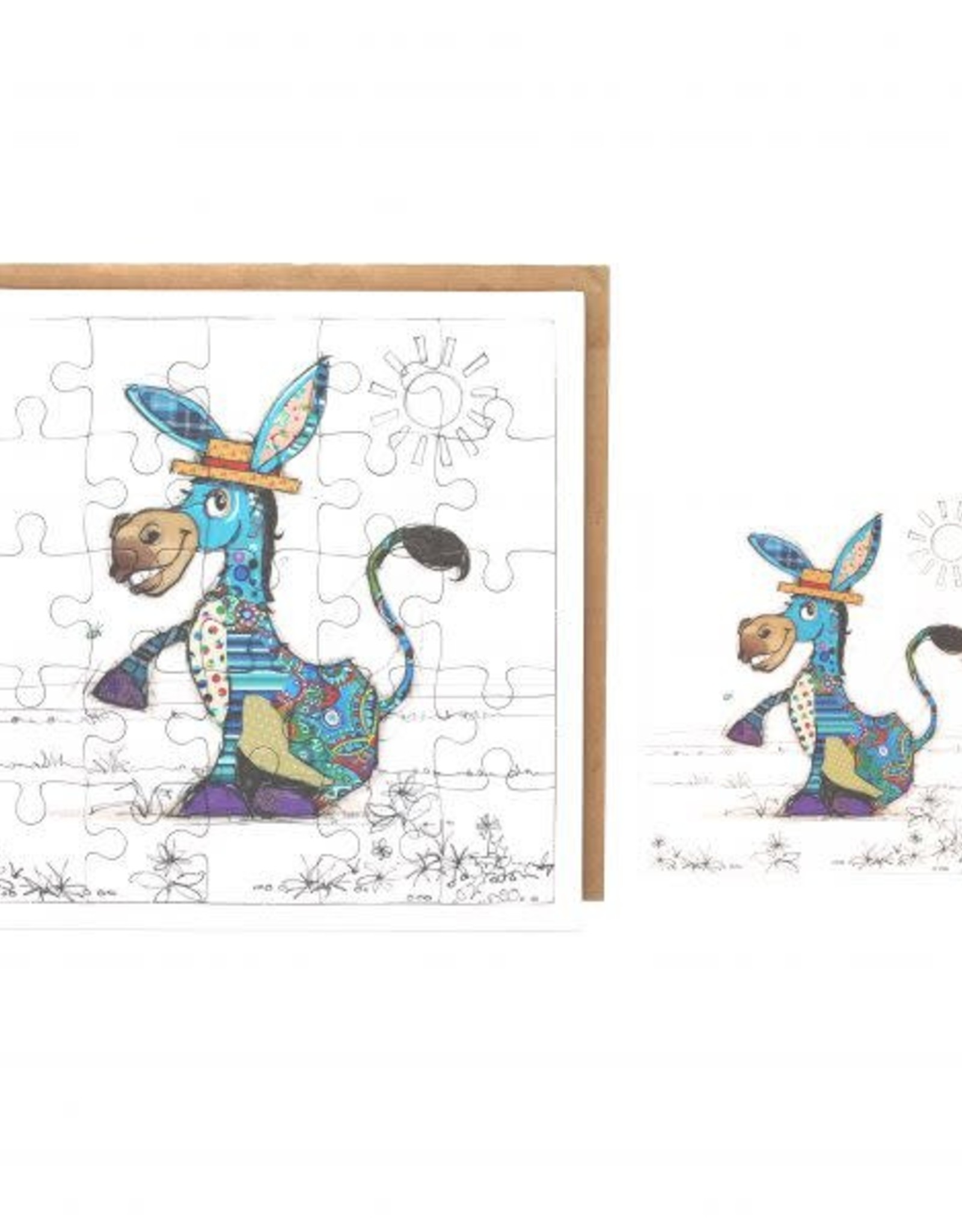 Incognito CARD PUZZLE AND ENVELOPE - DONKEY - BLANK