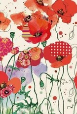 Bug Art COLLAGE - RED FIELD POPPIES - BLANK (5" X 7")