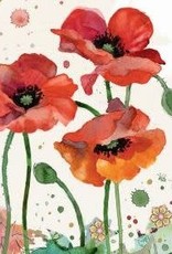 Bug Art COLLAGE - THREE RED POPPIES - BLANK (5" X 7") MESSAGE