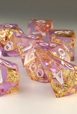 2Crit2Quit Handmade Polyhedral Dice Set - Lavender Gold