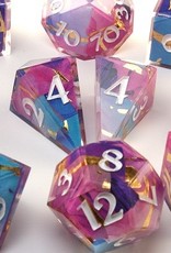 2Crit2Quit Dice - 7pc Handmade Polyhedral - Quarry Stone