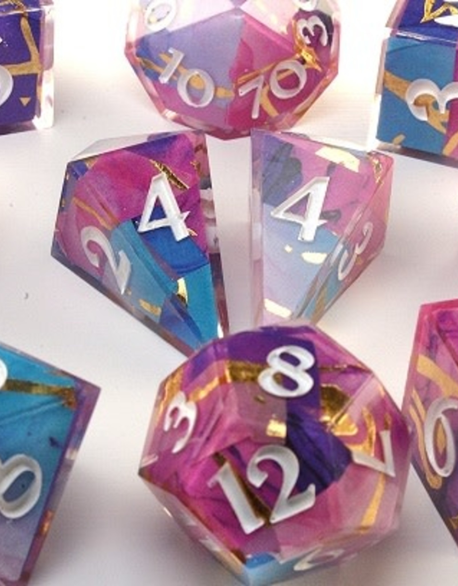 2Crit2Quit Dice - 7pc Handmade Polyhedral - Quarry Stone