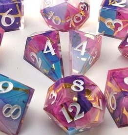 2Crit2Quit Dice - 7pc Handmade Polyhedral - Quarry Stone