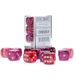 Chessex Dice - 12D6 Gemini Translucent Red-Violet/Gold Dice Block