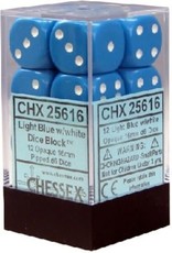 Chessex Dice - 12D6 Opaque Light Blue/White