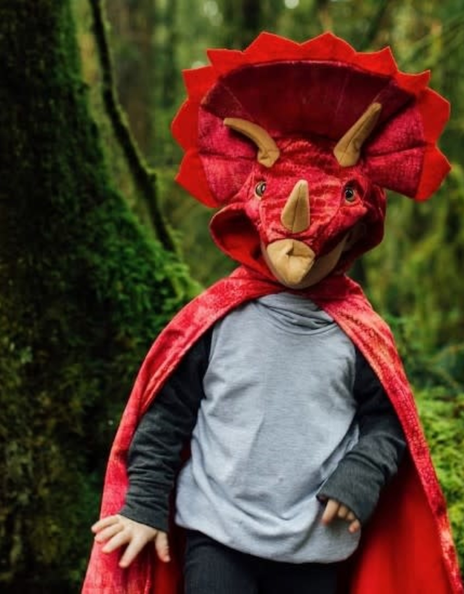 Great Pretenders Triceratops Hooded Cape, Red, Size 4-5