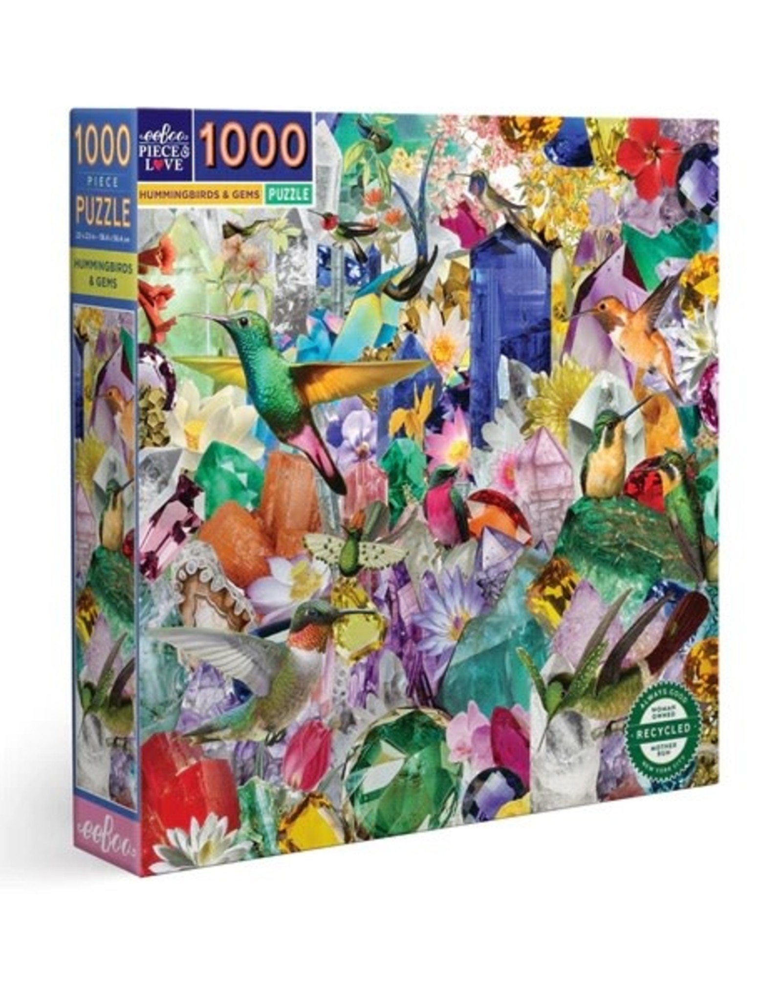 eeBoo HUMMINGBIRDS AND GEMS 1000PC SQUARE PUZZLE
