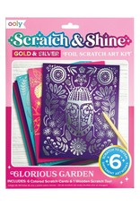 OOLY SCRATCH & SHINE FOIL SCRATCH ART KITS - GLORIOUS GARDEN (7 PC SET)
