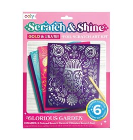 OOLY SCRATCH & SHINE FOIL SCRATCH ART KITS - GLORIOUS GARDEN (7 PC SET)